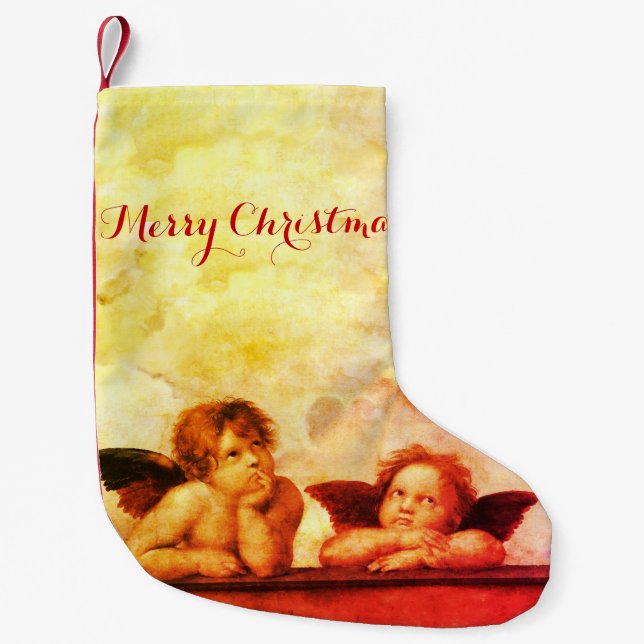 ANGELS / Winged Cherubs ,Clouds Raffaello Sanzio Small Christmas Stocking (Front)