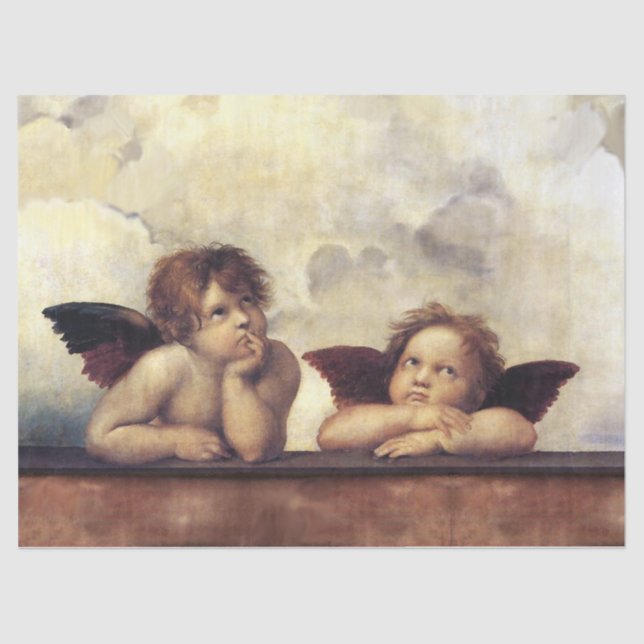 ANGELS / Winged Cherubs ,Clouds Raffaello Sanzio Tissue Paper (Front)
