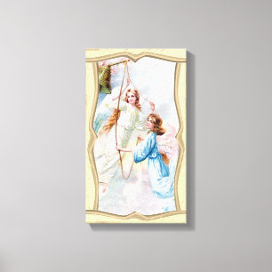 Angels With Christmas Bell Canvas Print