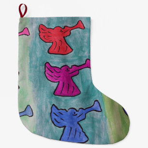 Angels With Trumpets Christmas Stocking