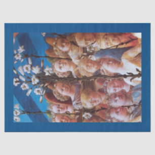 ANGELS WITH WHITE LILIES Blue Christmas Tissue Paper
