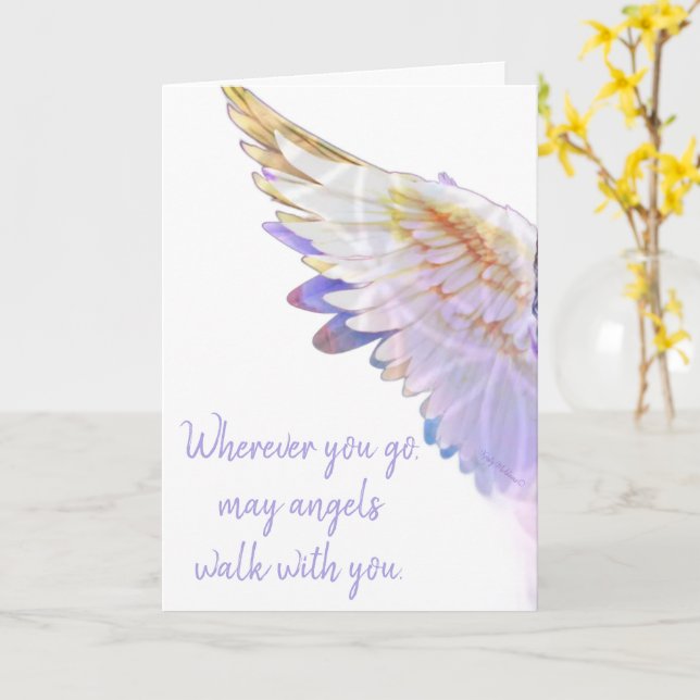 Angels With You Angel Lavender Gold Wing Greeting Card (Yellow Flower)