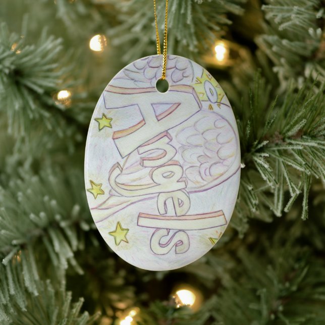 Angels Word Art Personnalisé Pendentif Ornements (Arbre)