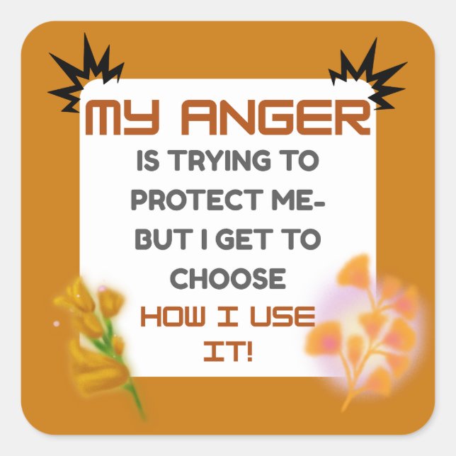 Anger Awareness Quote Square Sticker (Front)