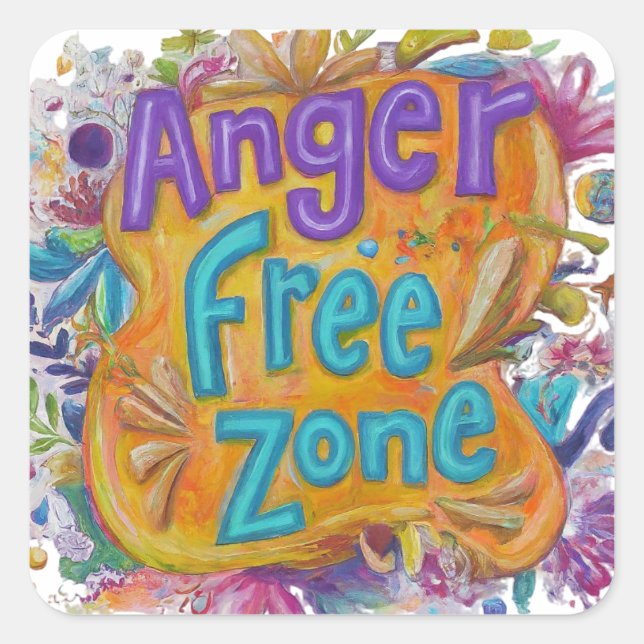 Anger free square sticker (Front)