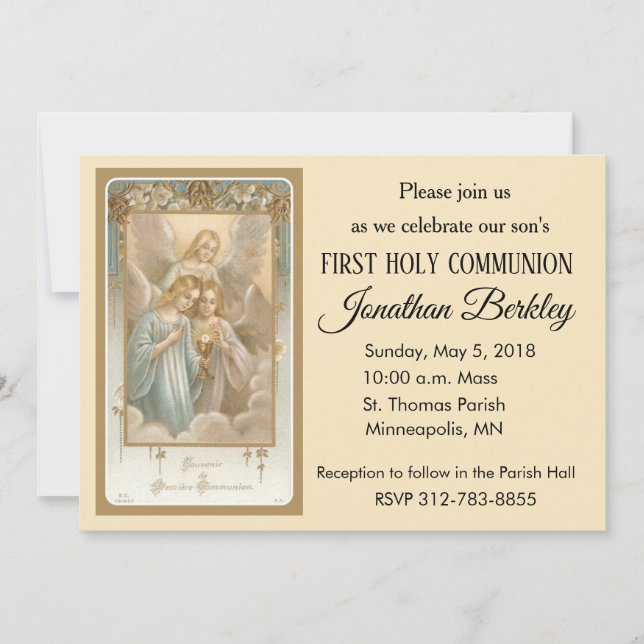 Anges célestes Première Communion Invitations (Devant)