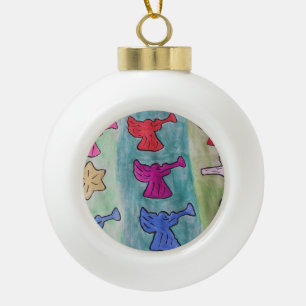 Anges de Noël Avec Trumpets Ornement