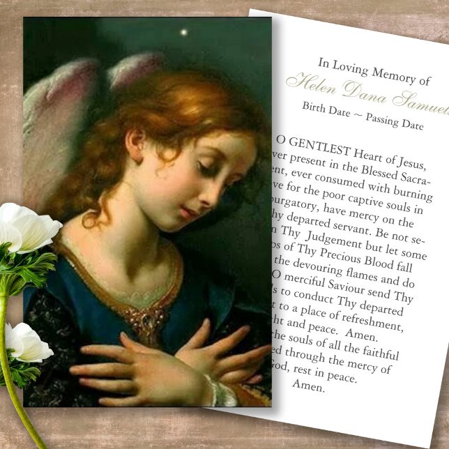 Anges de perte funéraire Prière commémorative Cart (Forever in our hearts, celebration of life, in loving memory of, prayer cards for bereavement)