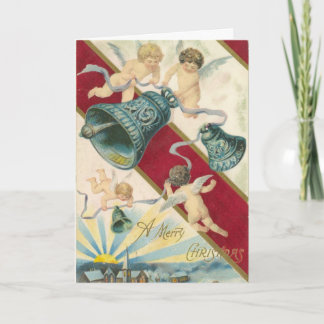 anges et carte de Noël de cloches