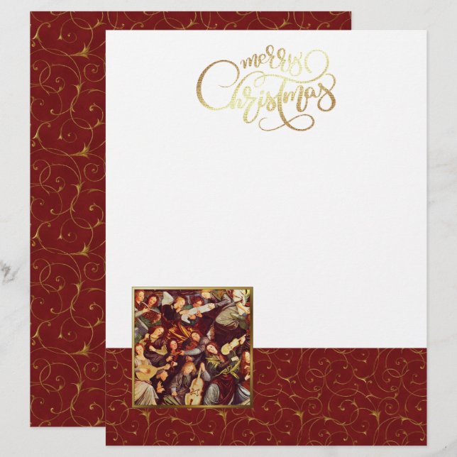 Anges musiciens. Papeterie de Noël (Devant / Derrière)