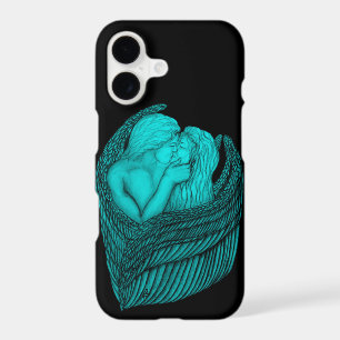 Anges qui s'embrassent, design noir et vert