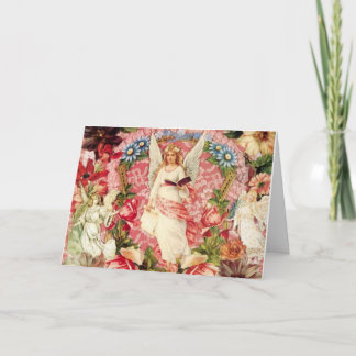 Anges victoriens et carte de collage de fleurs