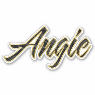 Angie black gold lettering Sticker