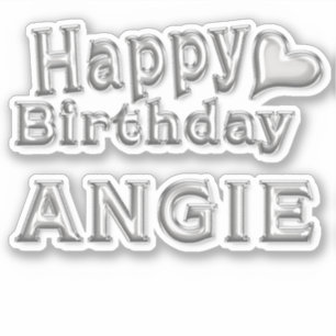 Angie Happy Birthday silver Sticker