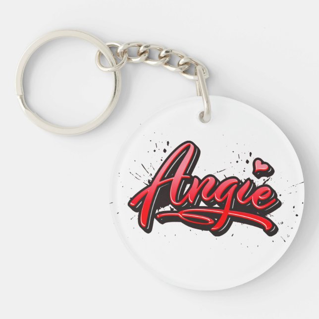 Angie Heart Splash Key Fans Keychain (Front)