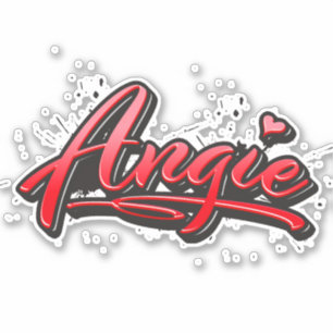 Angie red heart graffiti Autocollants