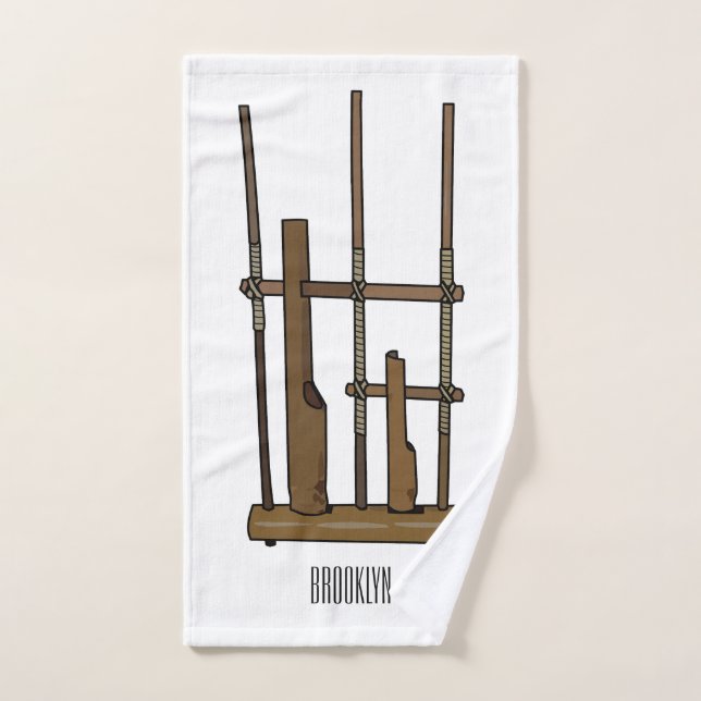 Angklung cartoon illustration bath towel set (Hand Towel)