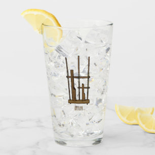 Angklung cartoon illustration glass