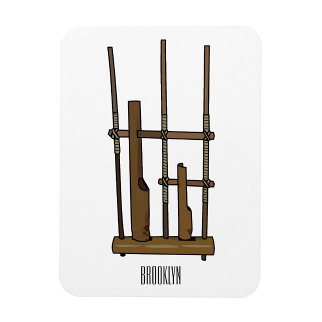 Angklung cartoon illustration magnet (Vertical)