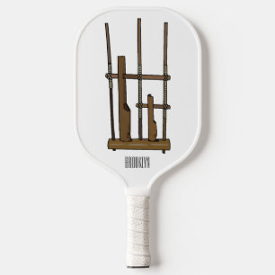 Angklung cartoon illustration pickleball paddle