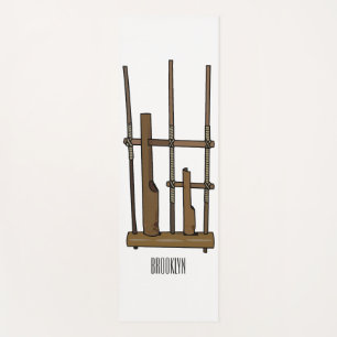 Angklung cartoon illustration yoga mat