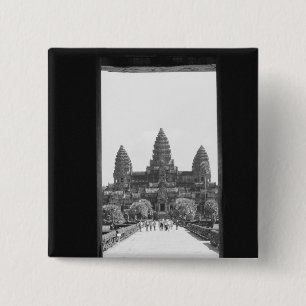 Angkor Cambodia, Angkor Wat Doorway View 2 Inch Square Button