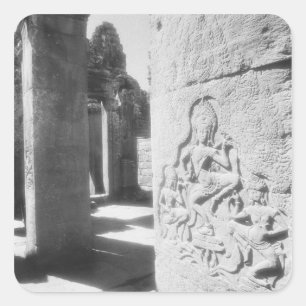 Angkor Cambodia, Apsara Carving The Bayon 2 Square Sticker