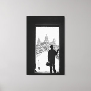 Angkor Cambodia, Doorway & Person Angkor Wat Canvas Print