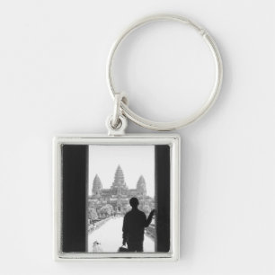 Angkor Cambodia, Doorway & Person Angkor Wat Keychain