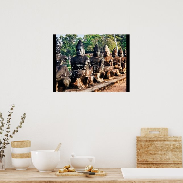 Angkor Thom God Statues  Poster (Kitchen)