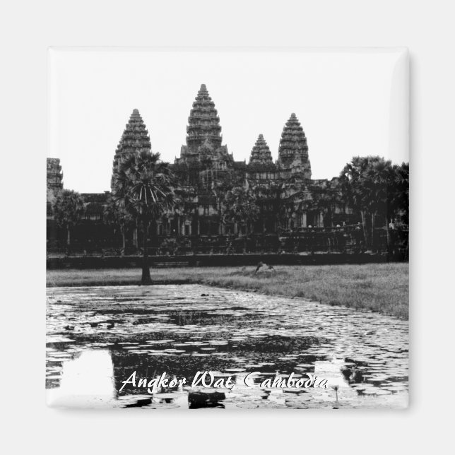 Angkor Vat Cambodge Magnet noir et blanc (Devant)