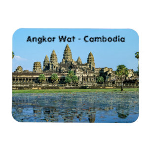 Angkor Wat and reflection in the lake - Cambodia Magnet