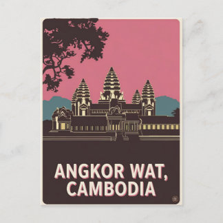 Angkor Wat Cambodia Illustration Postcard