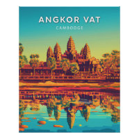 Angkor Wat, Cambodia, Retro-chic Poster