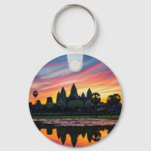 Angkor Wat Cambodia Sunset Keychain