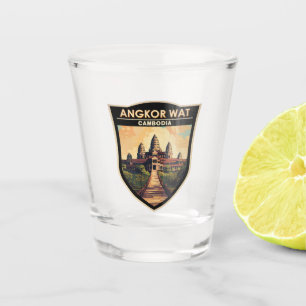 Angkor Wat Cambodia Travel Art Vintage Shot Glass