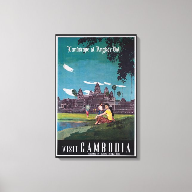 Angkor Wat Cambodia Vintage Travel Print (Front)