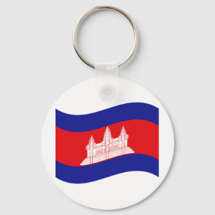 Angkor Wat Cambodian Flag Wave Keychain