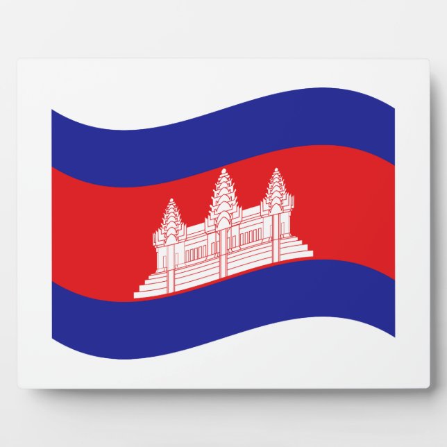Angkor Wat Cambodian Flag Wave Plaque (Front)