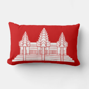 Angkor Wat Cambodian / Khmer Flag Lumbar Pillow