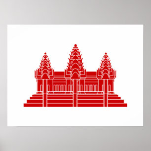 Angkor Wat Cambodian / Khmer Flag Poster