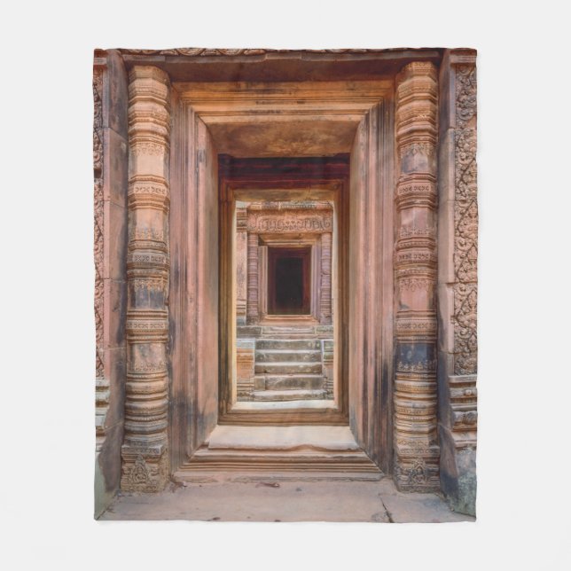 Angkor Wat Entryway, Cambodia Fleece Blanket (Front)