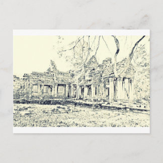 Angkor Wat Sketch Postcard