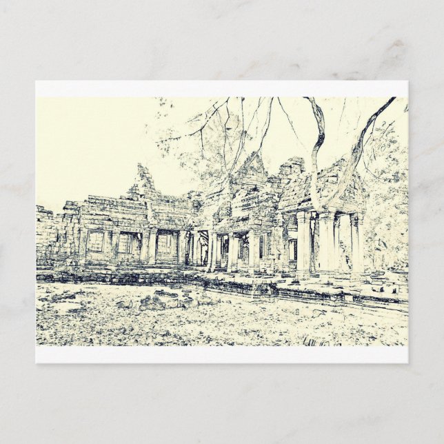 Angkor Wat Sketch Postcard (Front)