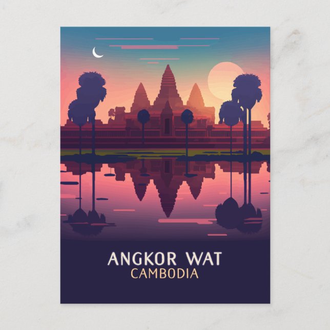 Angkor Wat Sunrise Cambodia Siem Reap Retro  Postcard (Front)