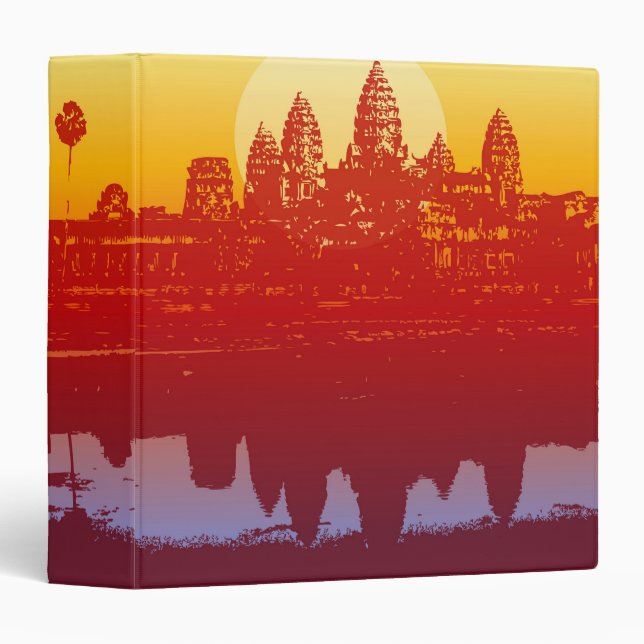 Angkor Wat Sunset Modern Silhouette Art Sunrise Binder (Front/Spine)