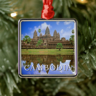 Angkor Wat Temple   Kampuchea, Cambodia Metal Ornament