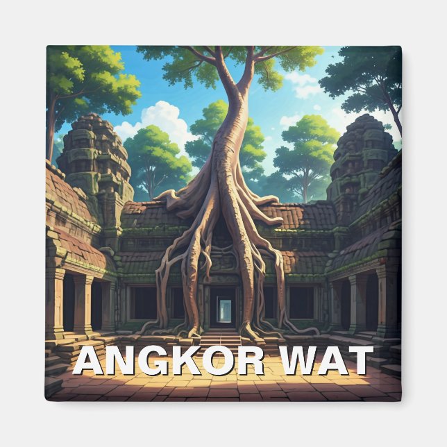 Angkor Wat Temple Tree Cambodia Magnet (Front)