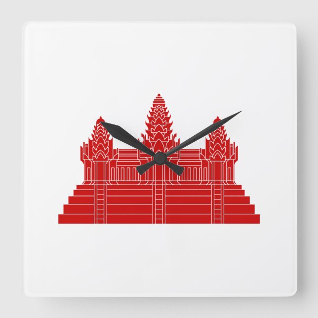 Angkor Wat Ver.2.0. Khmer Temple Square Wall Clock (Front)