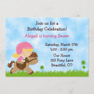 Anglais Équitation Anniversaire Invitation ~ Fille
